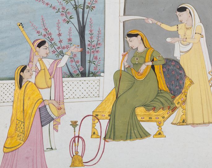 A Nayika on a Terrace with Attendants | MasterArt